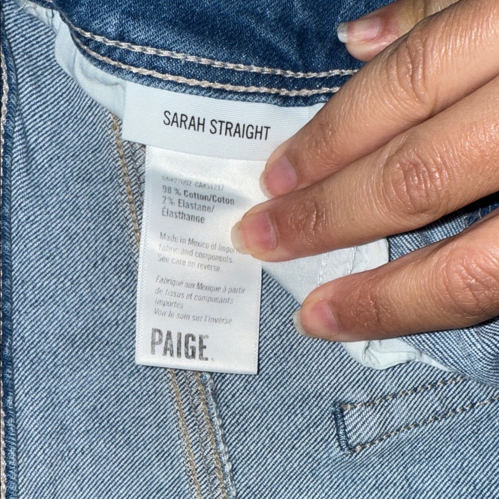 PAIGE Classic Blue Sarah Straight Leg Jeans - Picture 5 of 8